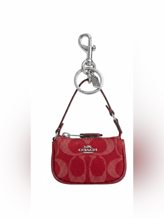 Coach Accessories - COACH Red Signature Mini Pouch Keychain with Silver Hardware NWT